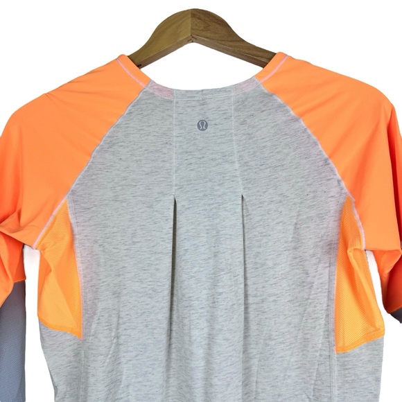 Lululemon Spincity Athletic Long Sleeve Exercise Top Activewear Spin Gray Orange - Picture 10 of 11
